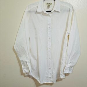 Eddie Bauer Women's Cotton Needlepoint Embroidered Button Down Top Size LT